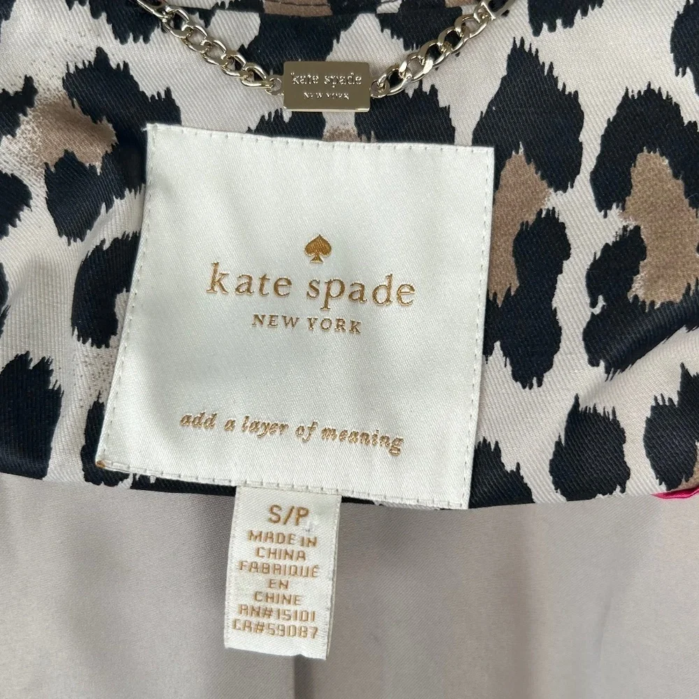 Kate Spade Leopard Print A-line Coat Cotton Blend Size Small Button Up Neutral